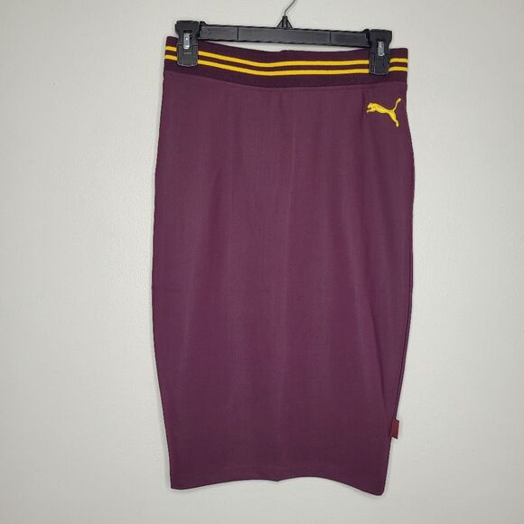 Puma X Savage Fenty Womens Varsity Banded Pencil Knee Length Skirt University - Picture 1 of 5